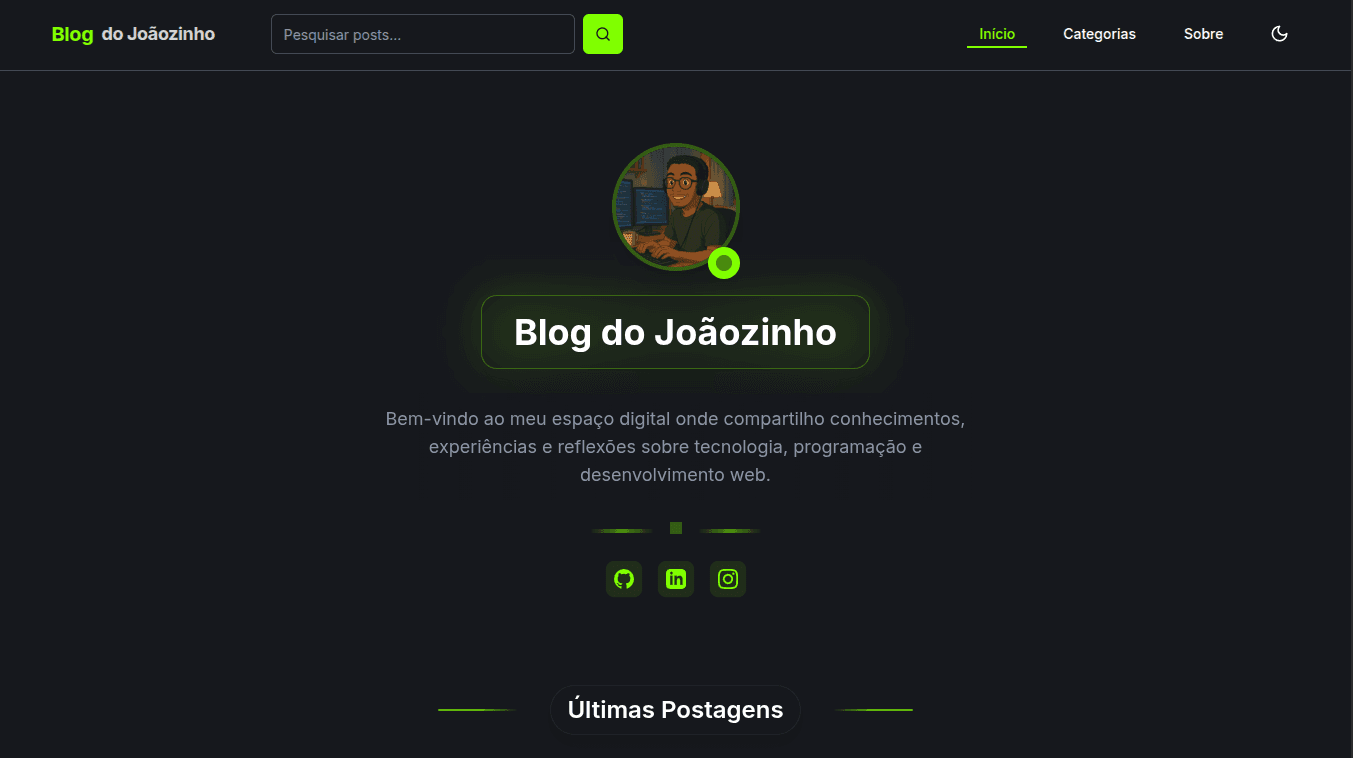 Captura de tela do projeto Blog do Joãozin